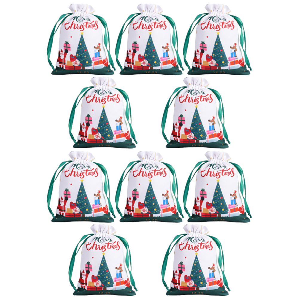 10Pcs 40x30CM Christmas Drawstring Bags Extra Large Christmas Sack Holiday Wrapping Sacks