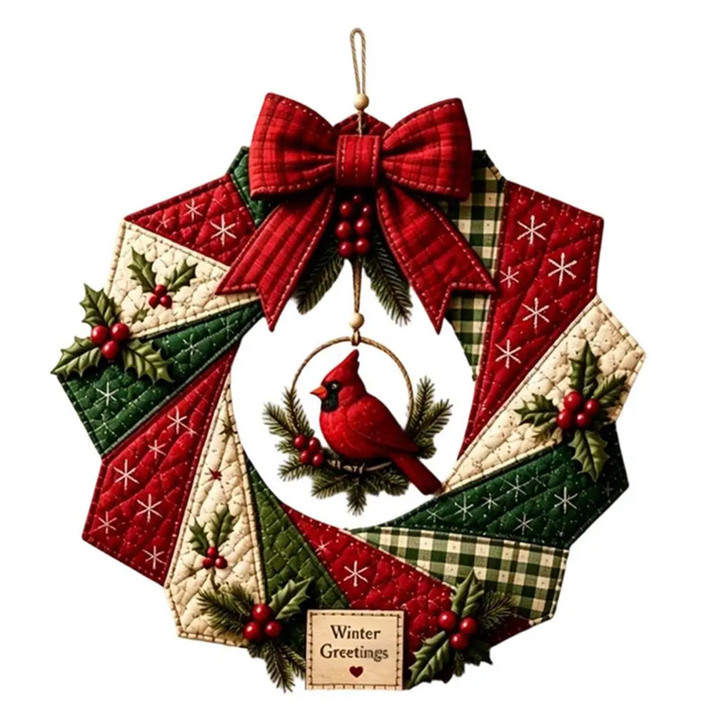 Christmas Quilted Wreath DIY Sewing Kit with Precut Fabric for Door Decor