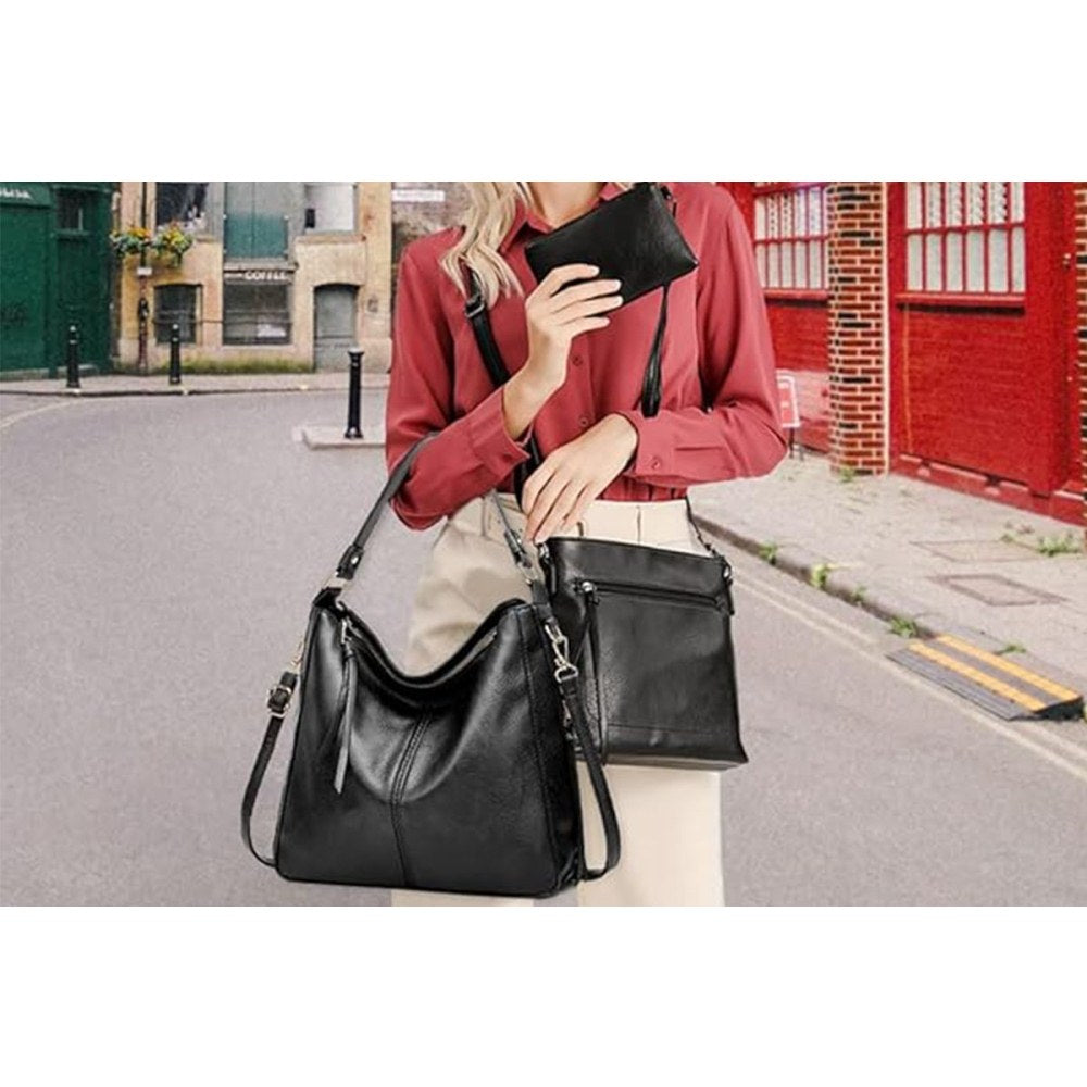 Leather Handbags Shoulder Bag and Purse Set for Women Gifts
