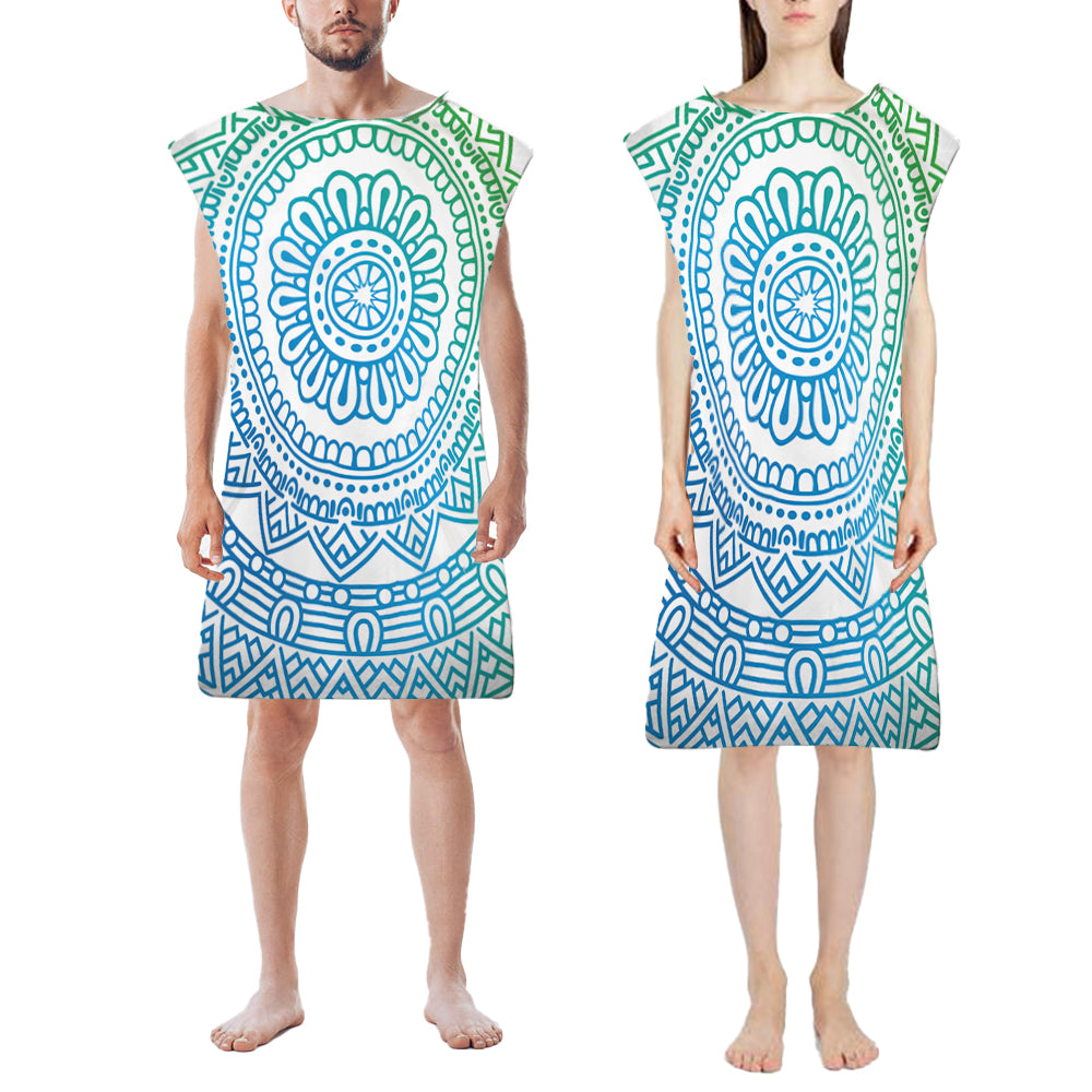 74*110cm Hooded Poncho Bathrobe Mandala Changing Robe Towel Beach Bath Quick Dry