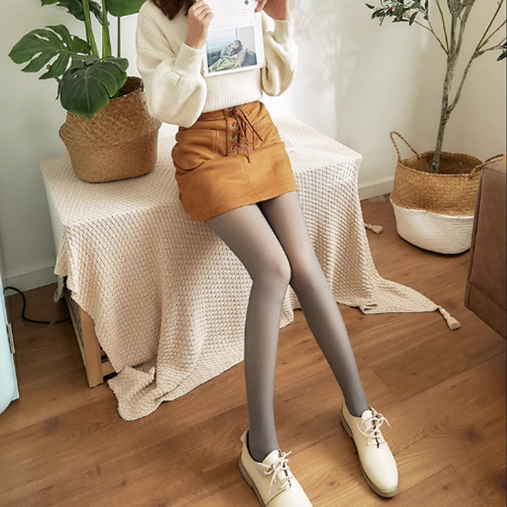 Thick Translucent Tights Stockings Warm Fleece Lined High Waist Leggings for Winter