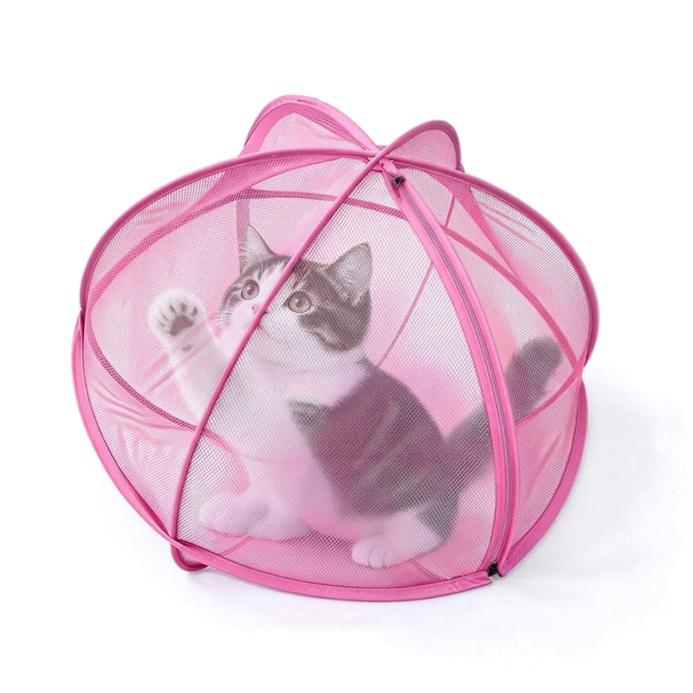 Foldable Pop Up Mesh Pet Playpen Tent with Zipper for Cats Outdoors