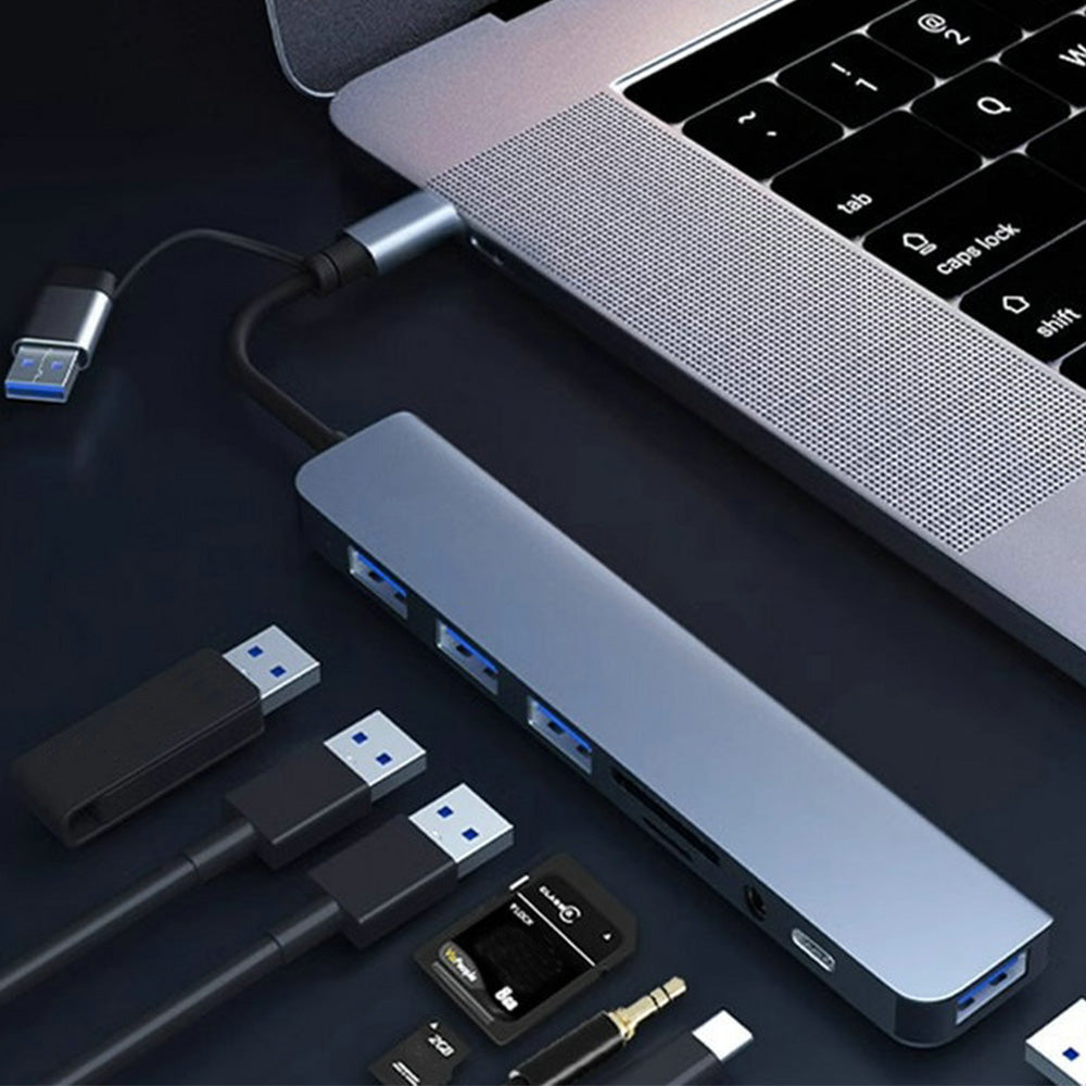 8 In 1 USB-C And USB-3.0 HUB Multiport Adapter Multifunction Splitter Docking Hub