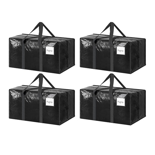 4 Pack Extra Heavy Duty Large Moving Bags with Strong Zipper and Comfortable Handles