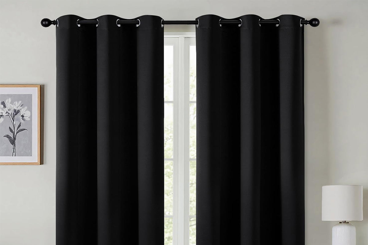 100 Percent Blackout Curtain Panel with Black Liner Heat & Light Blocking Drapes