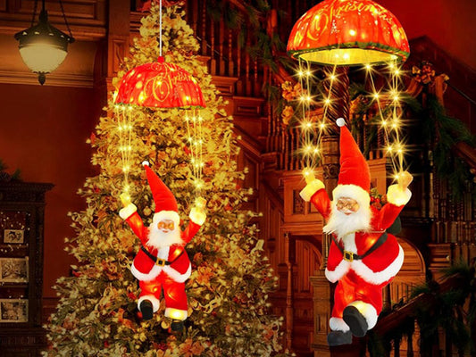 Christmas Decorations Santa Claus Parachute Lights LED Hanging Xmas Tree Decor