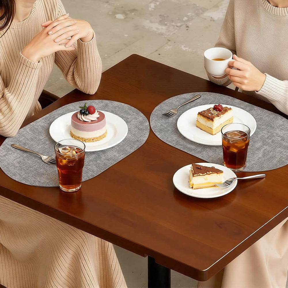 6Pcs Faux Leather Placemats Waterproof Heat Resistant Washable Table Mats for Dining Table