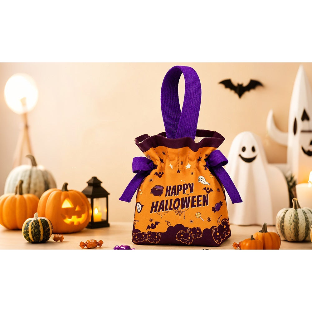 5 PCS Halloween Pumpkin Canvas Candy Gift Bags