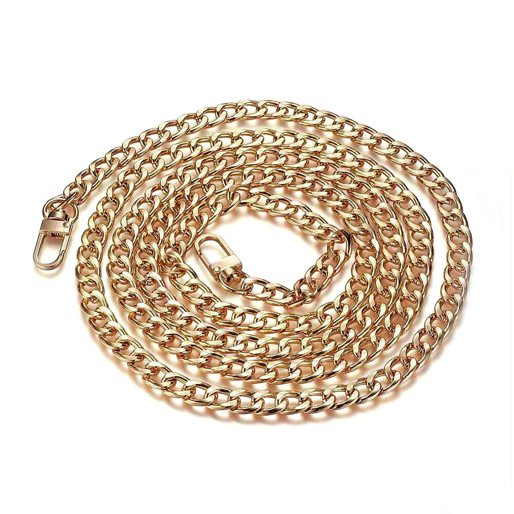 2Pcs Flat Chain Shoulder Strap Replacement Metal Bag Strap with Hook Clasps for Handbags Purses