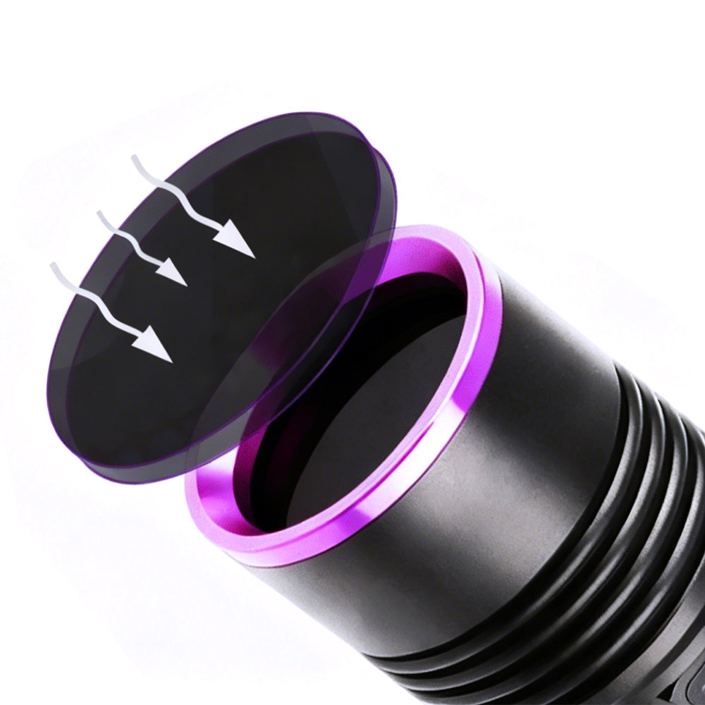 365nm Black Light UV Flashlight With LCD Display Rechargeable Torch Lamp