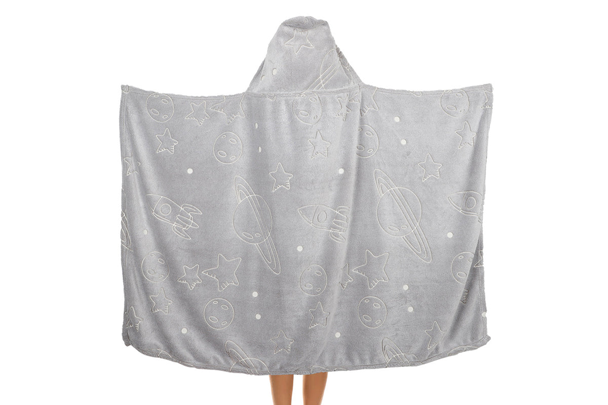 Printed Luminous Hoodie Blanket Glow in The Dark Hooded Blanket Wearable Blanket