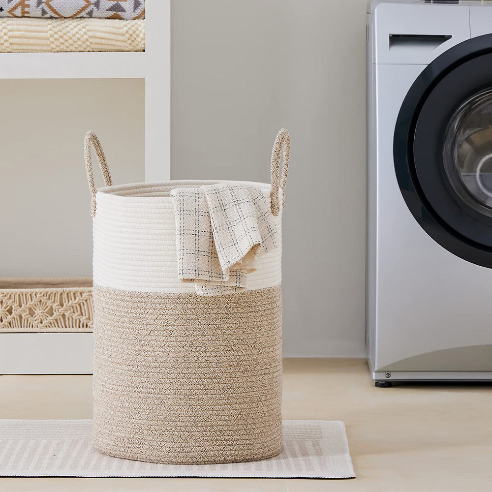 Large Woven Laundry Basket Cotton Rope Hamper for Laundry Toys & Blankets