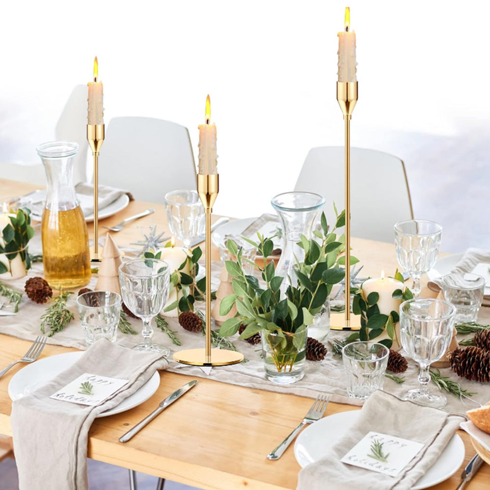 3Pcs Taper Candle Holder Table Decorative Candlestick Holder for Wedding Dinning