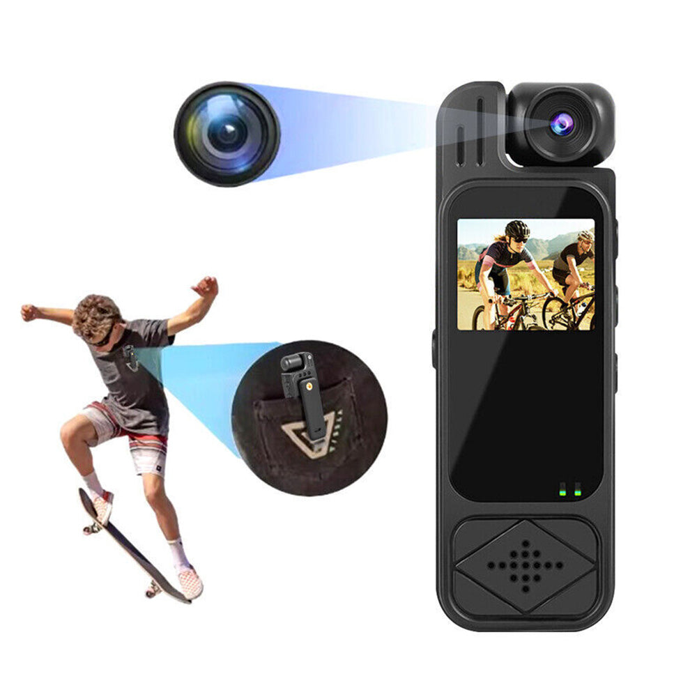 1080P Portable Body Camera with 180-degree Rotating Lens Mini FHD Video Recorder