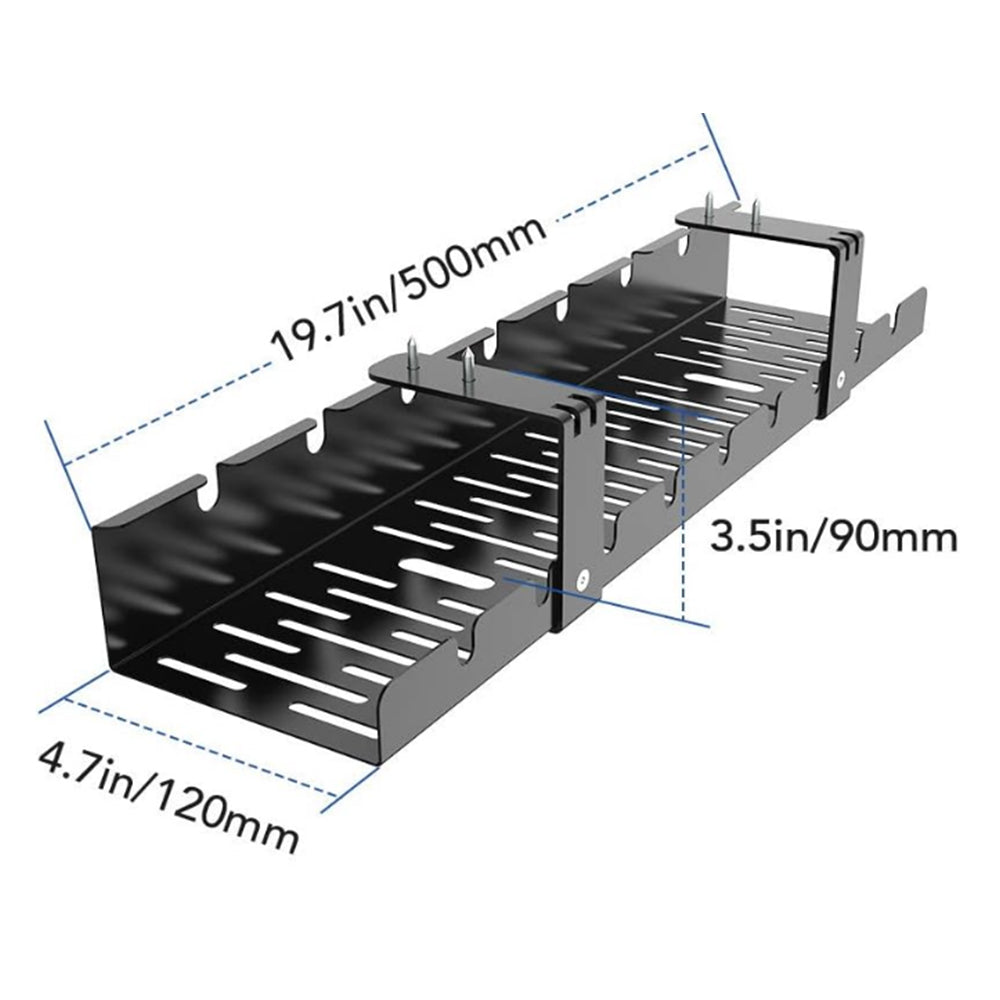 2Pcs Under Desk Cable Management Tray