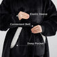 Fleece Long Blanket Hoodie with Giant Pocket and Belt Wearable Hooded Blanket