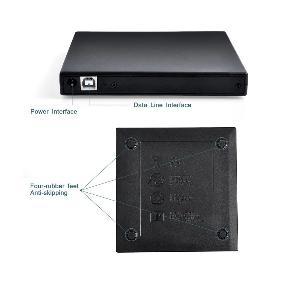 2Pcs USB 2.0 Slim Portable External CD-RW Drive Writer Player