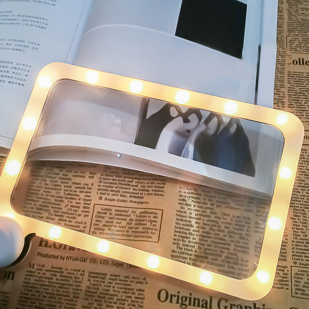 5X Magnification Folding Handheld Reading Rectangle Magnifier with Light