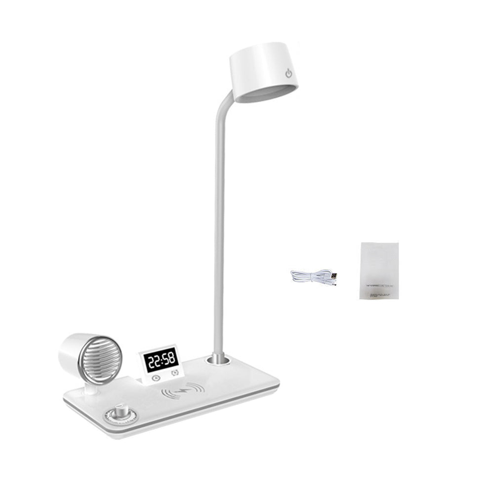 4 in 1 LED Desk Lamp with Wireless Charger Bluetooth Speaker and Alarm Clock