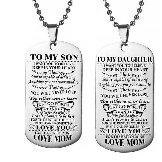 2Pcs To My Son Daughter Inspirational Necklace Gift-Mom For Daughter Son