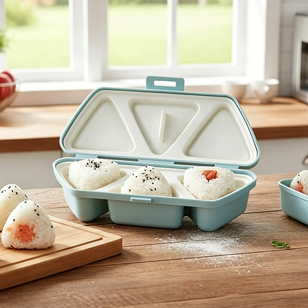 Foldable Japanese Rice Ball Mold Bento Maker Set with Spoon and Fork
