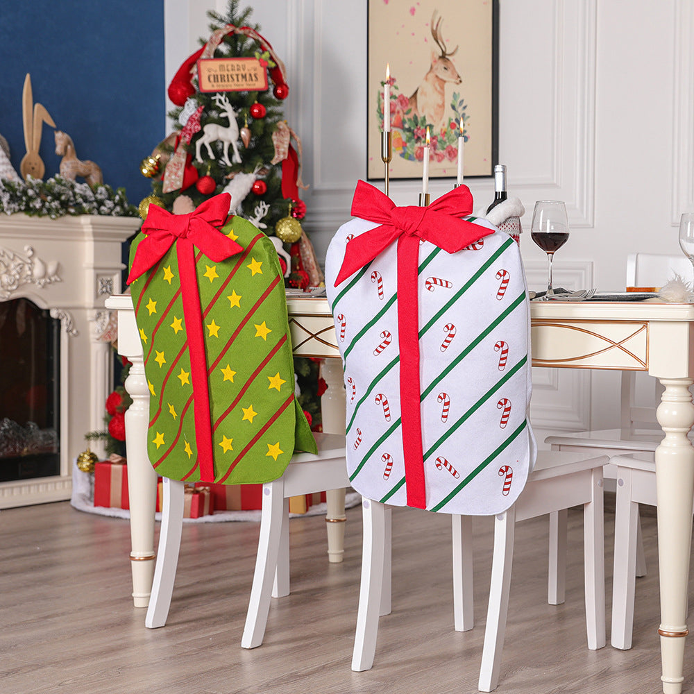 2Pcs Christmas Bowknot Chair Back Cover