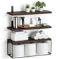 3 Piece Engineered Wood Wall Shelves with Metal Storage Basket
