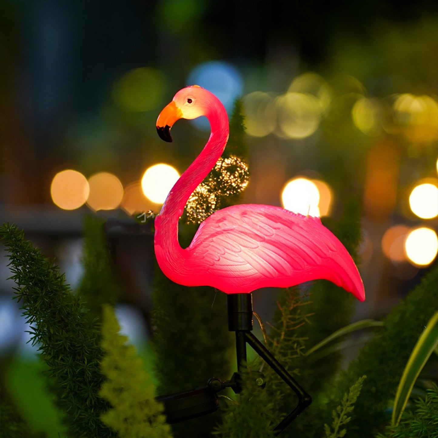 2Pcs Outdoor Lawn Decor Solar Lights Flamingos Garden Decor Lights