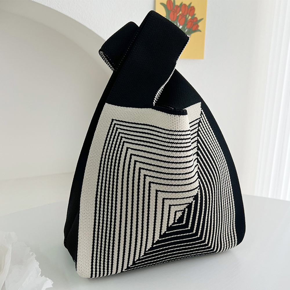 2Pcs Cute Knitted Wrist Bag-Black Line