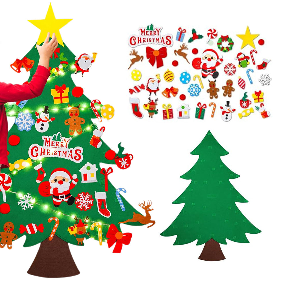 Felt Christmas Tree Set DIY Felt 41 Ornaments and LED String Lights
