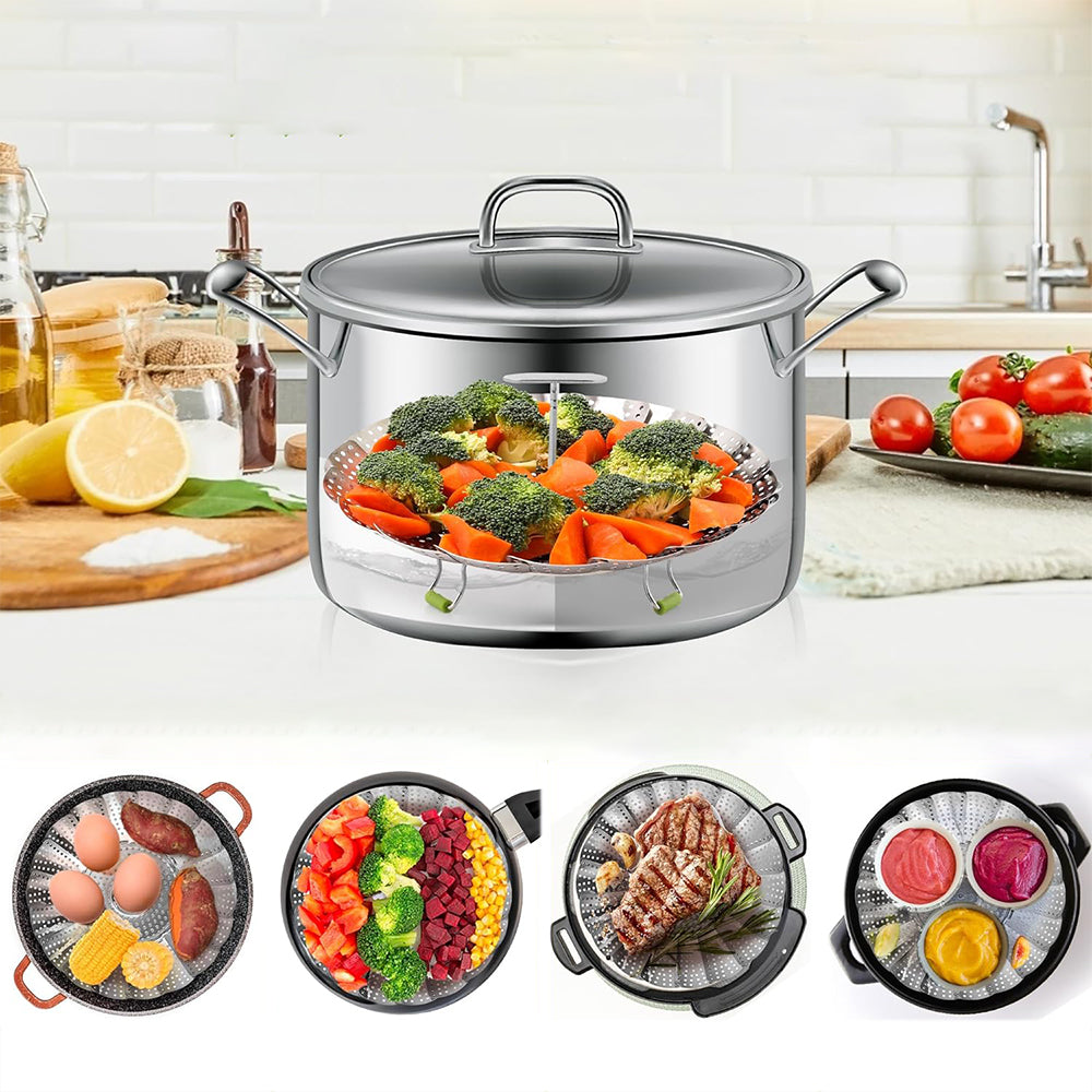 Removable Handle Stainless Steel Folding Steamer Tray