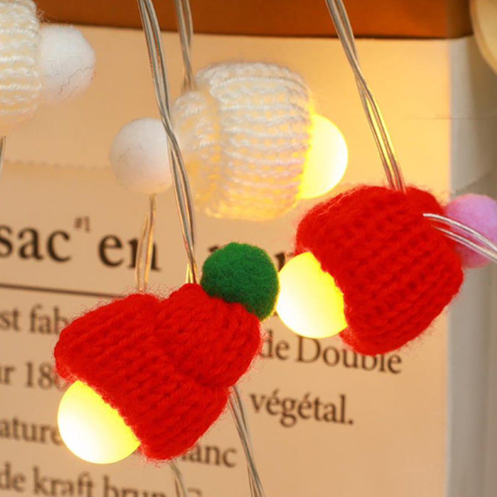 2Pcs Xmas Decoration LED Round Ball Christmas Hat Light String Christmas Pendants