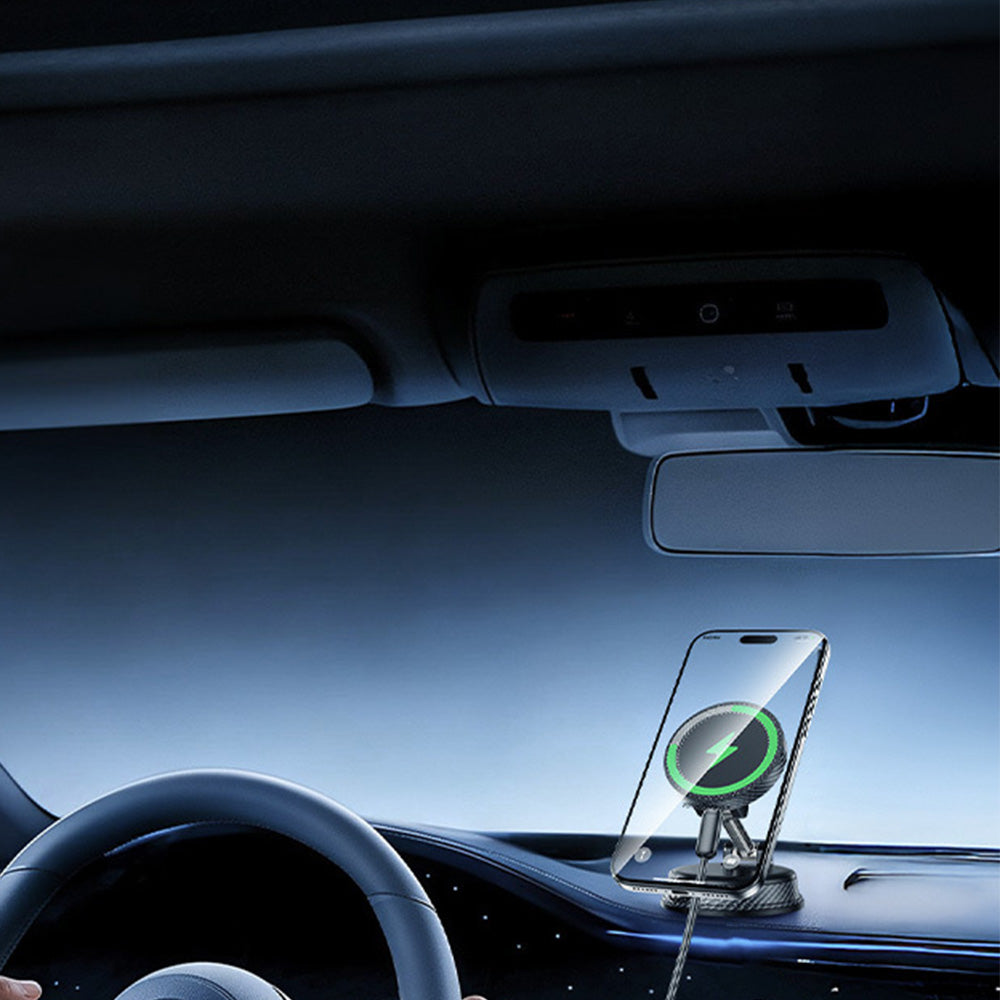 15W Car Charger Vacuum Suction Foldable Phone Mount for Dashboard