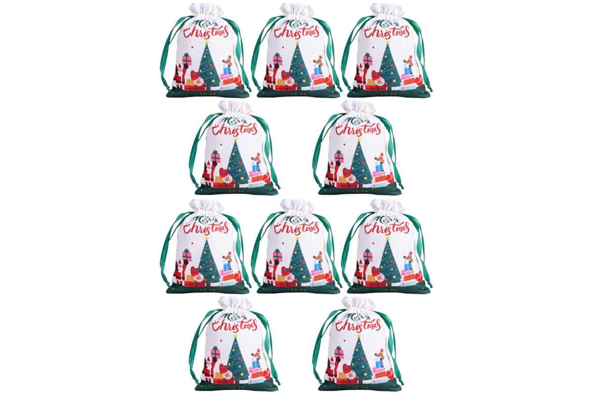 10Pcs 40x30cm Christmas Drawstring Bags Christmas Sack Holiday Wrapping Sacks