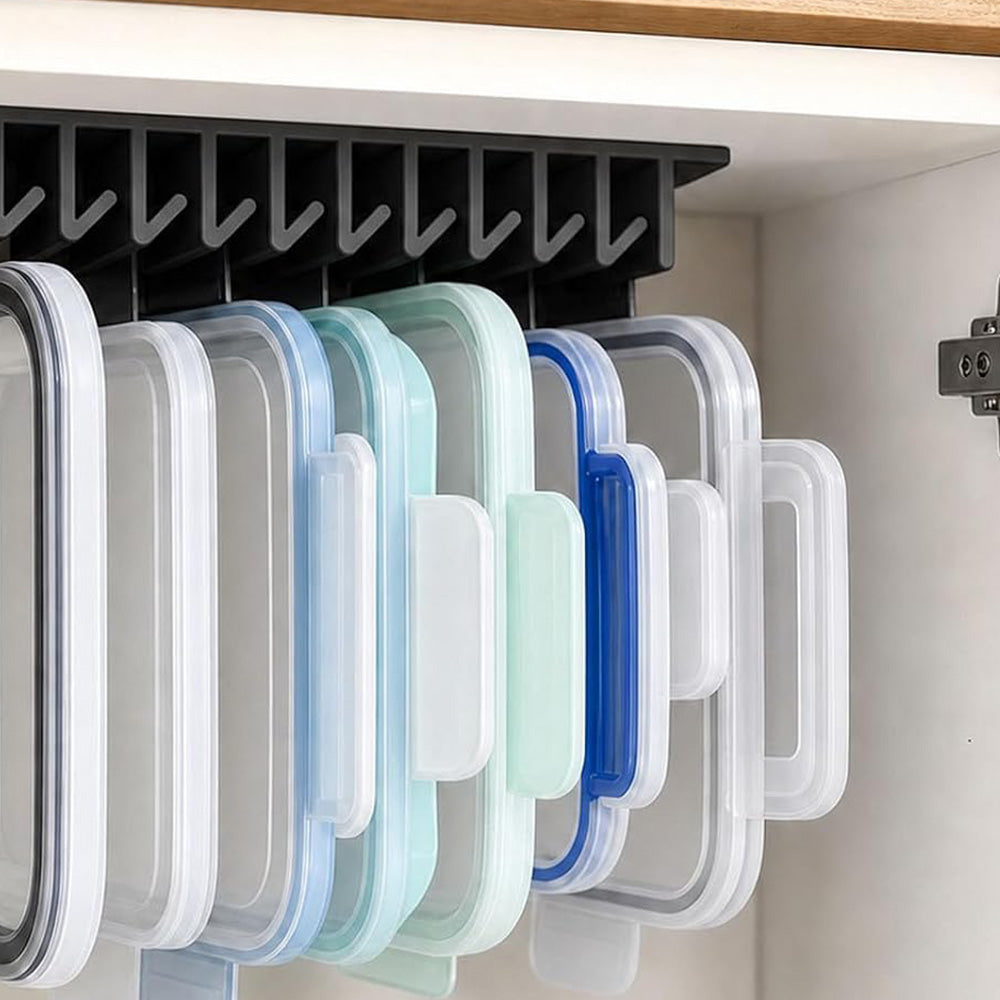 2 Pcs Under Shelf Lid Organizer Slide In for Kitchen Cabinet Storage-Style 2