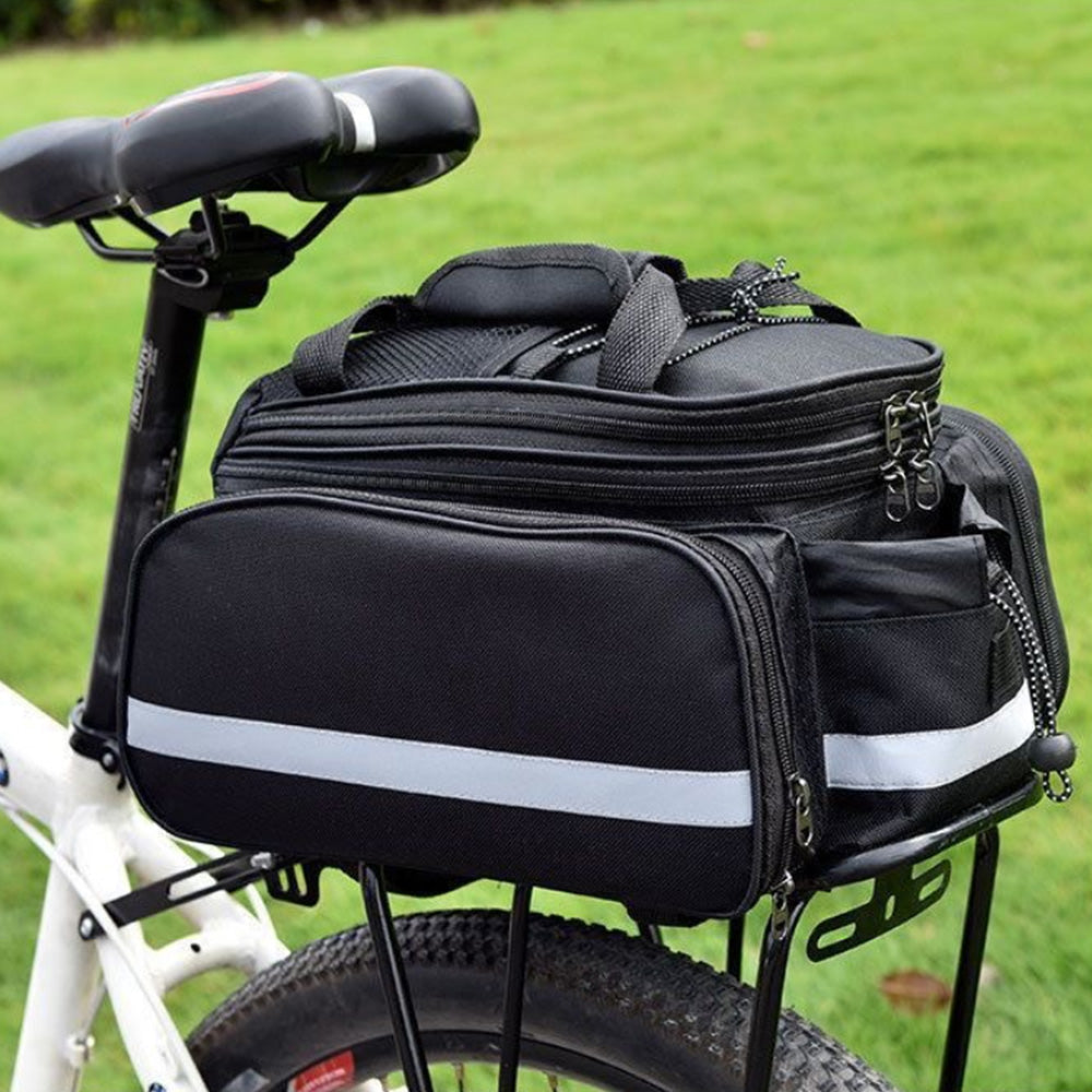 Bicycle Rear Seat Bag Bike Rack Bag Cycle Luggage Carrier Expandable Trunk Bag with Rain Cover
