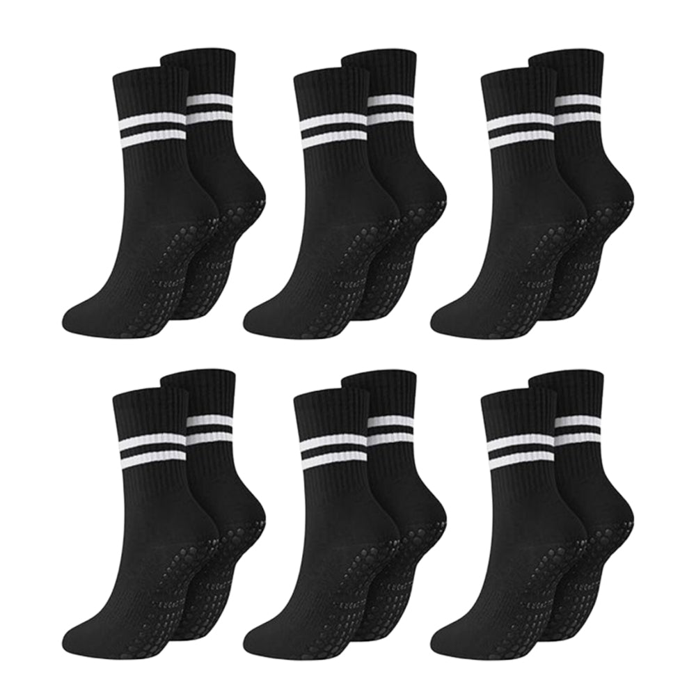 6 Pairs Non-Slip Yoga Cushioned Socks