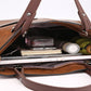 Vintage Leather-Look Tote Handbag Crossbody Briefcase