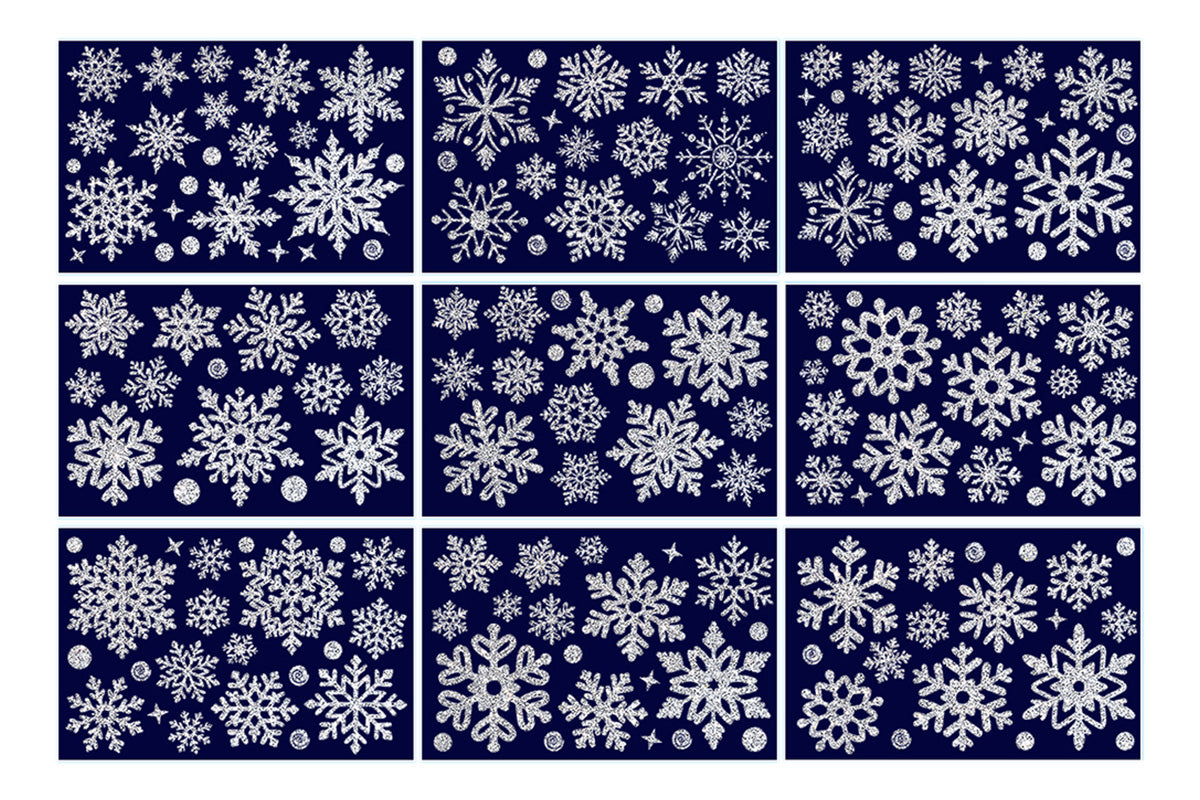 Christmas Window Clings Snowflakes Static Stickers Gold Silver for Holiday Decorations