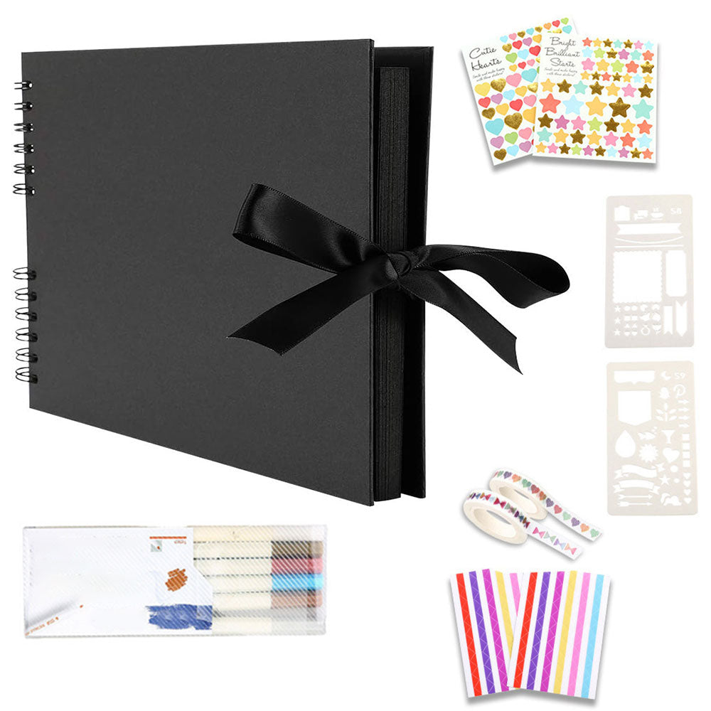 29x21.5CM DIY Photo Album 80 Pages Black Scrapbook Set