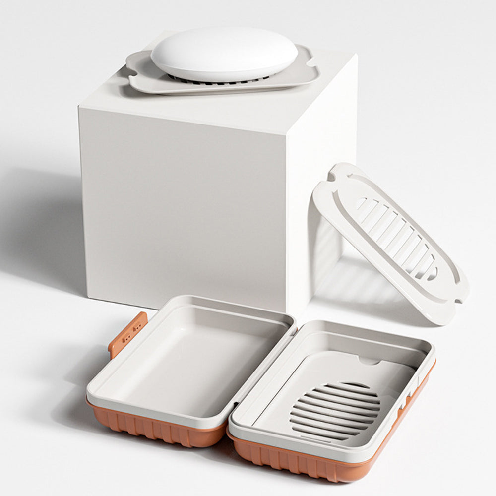 2-Layer Soap Box Container with Lid Travel Soap Holder