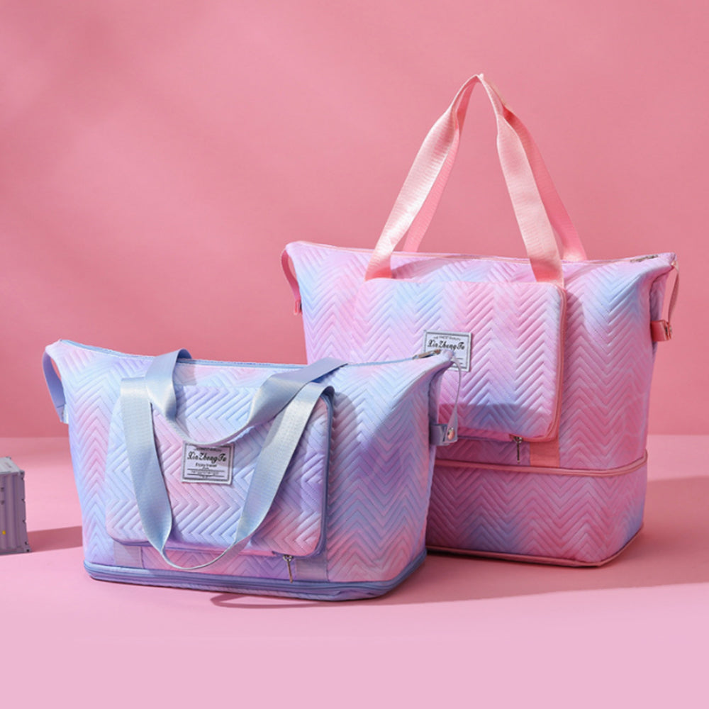 2Pcs Gradient Color Expandable Large-Capacity Travel Foldable Duffle Bag