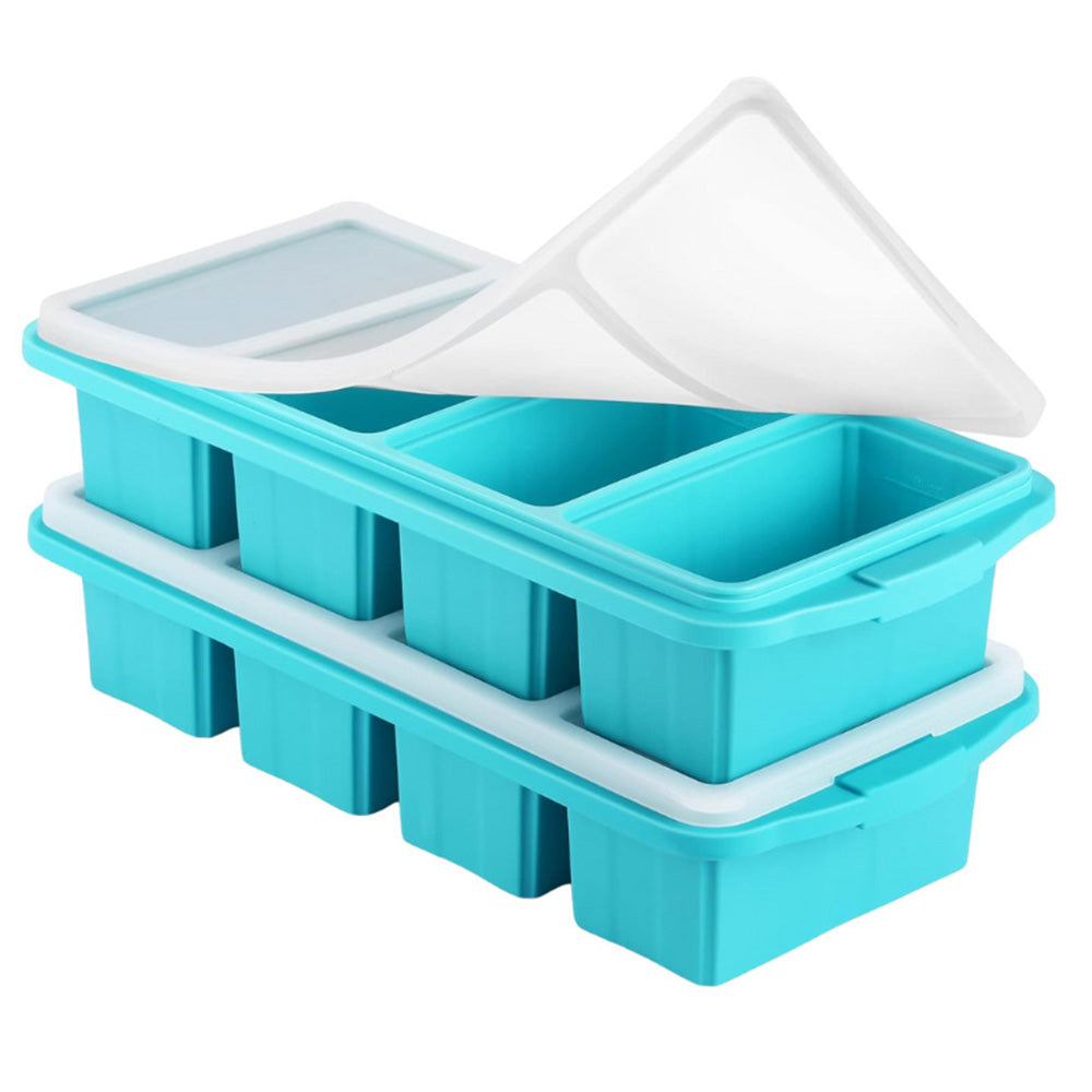 2 Pcs Silicone Freezer Tray With Lid Freezer Food Storage Molds for Soup Sauce Broth
