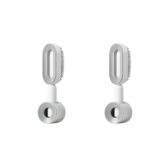 2Pcs Self Cleaning Hair Brush for Women Cleaning Massage Hair Comb with Holder