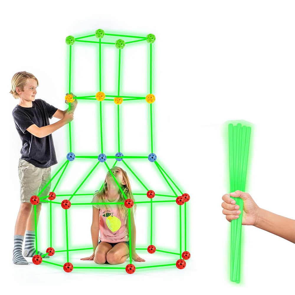 175Pcs Tent Fort Building Kit Glow In The Dark Tent STEM Construction Toy