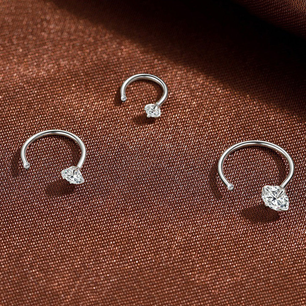 Half Hoop Earrings for Women Lightweight Sterling Silver Stud Earrings for Party Daily Life