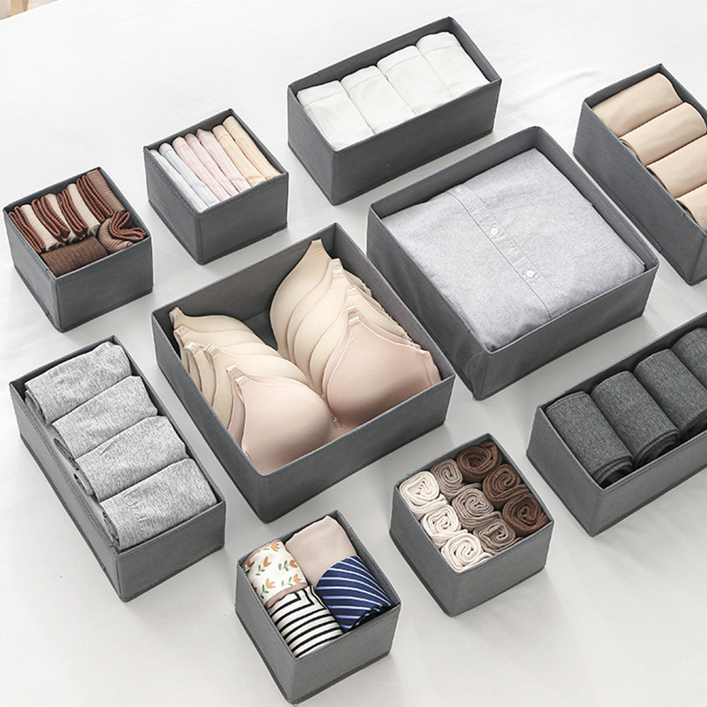 6Pcs Foldable Drawer Organizer Sock Underwear Storage Box with Zipper