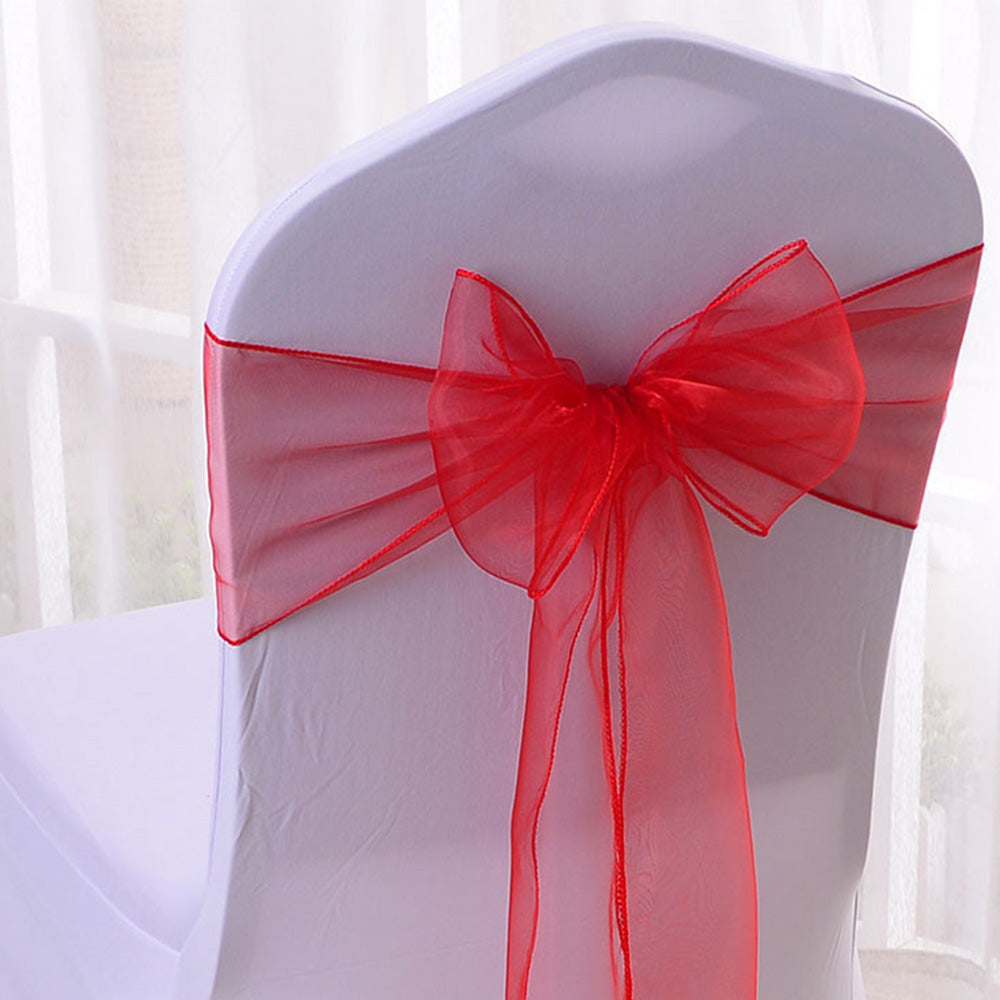 10Pcs Sheer Organza Wedding Chair Back Bow Sashes for Party Decor