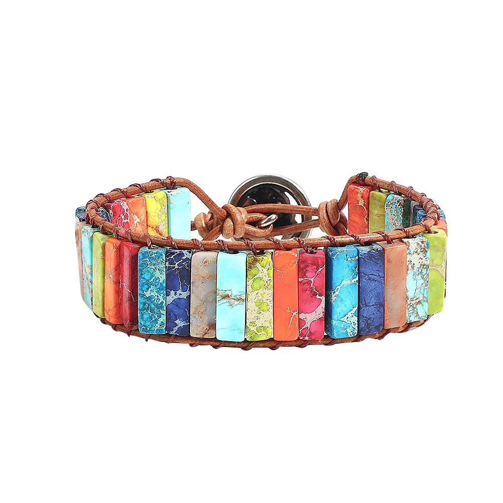 7 Chakra Boho Leather Wrap Bracelet