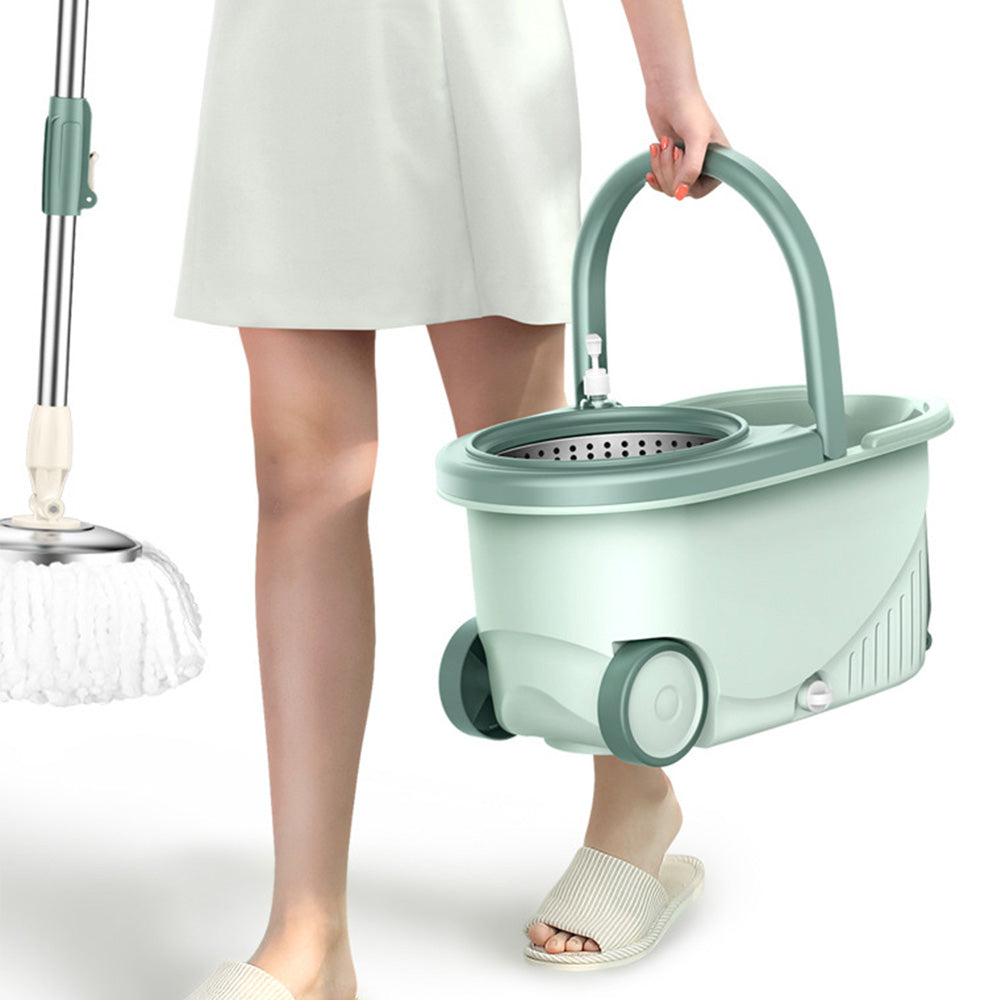 Mop and Bucket Set with Wringer 6 Replaceable Mop Heads for Floor Cleaning